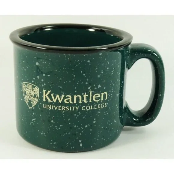 Kwantlen University College Coffee Mug Cup Green Speckled Thick Surrey BC - Picture 2 of 9